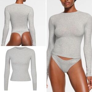 NWT Skims cotton jersey long sleeve shirt light Heather Gray size XL